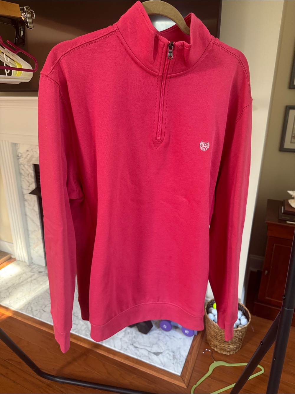 Men's Quarter-Zip Pullover Sweater - Pink